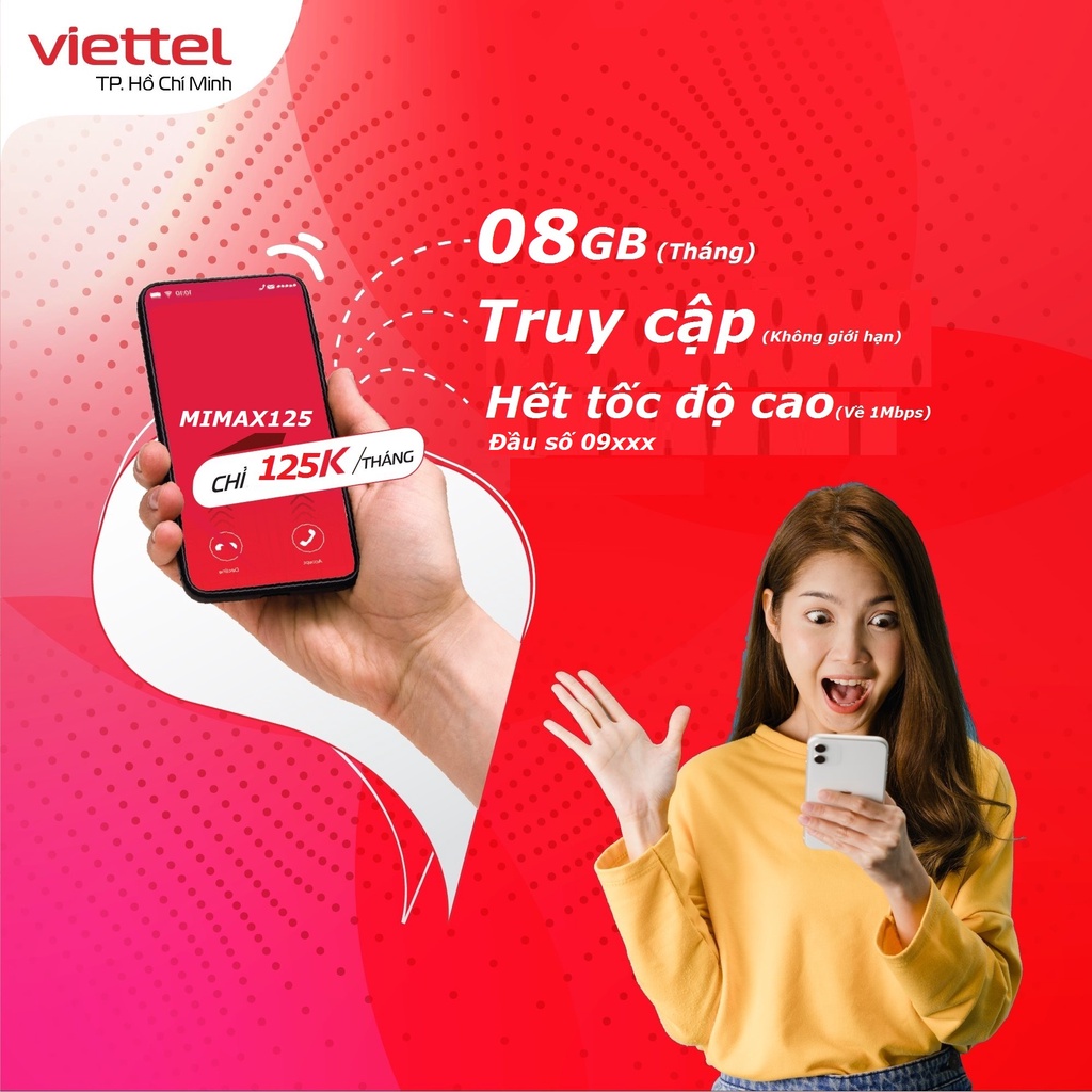 TRỌN GÓI 1 THÁNG} Sim 4G Viettel gói MIMAX125 miễn Phí 8GB tháng đầu số 09xxx | Shopee Việt Nam