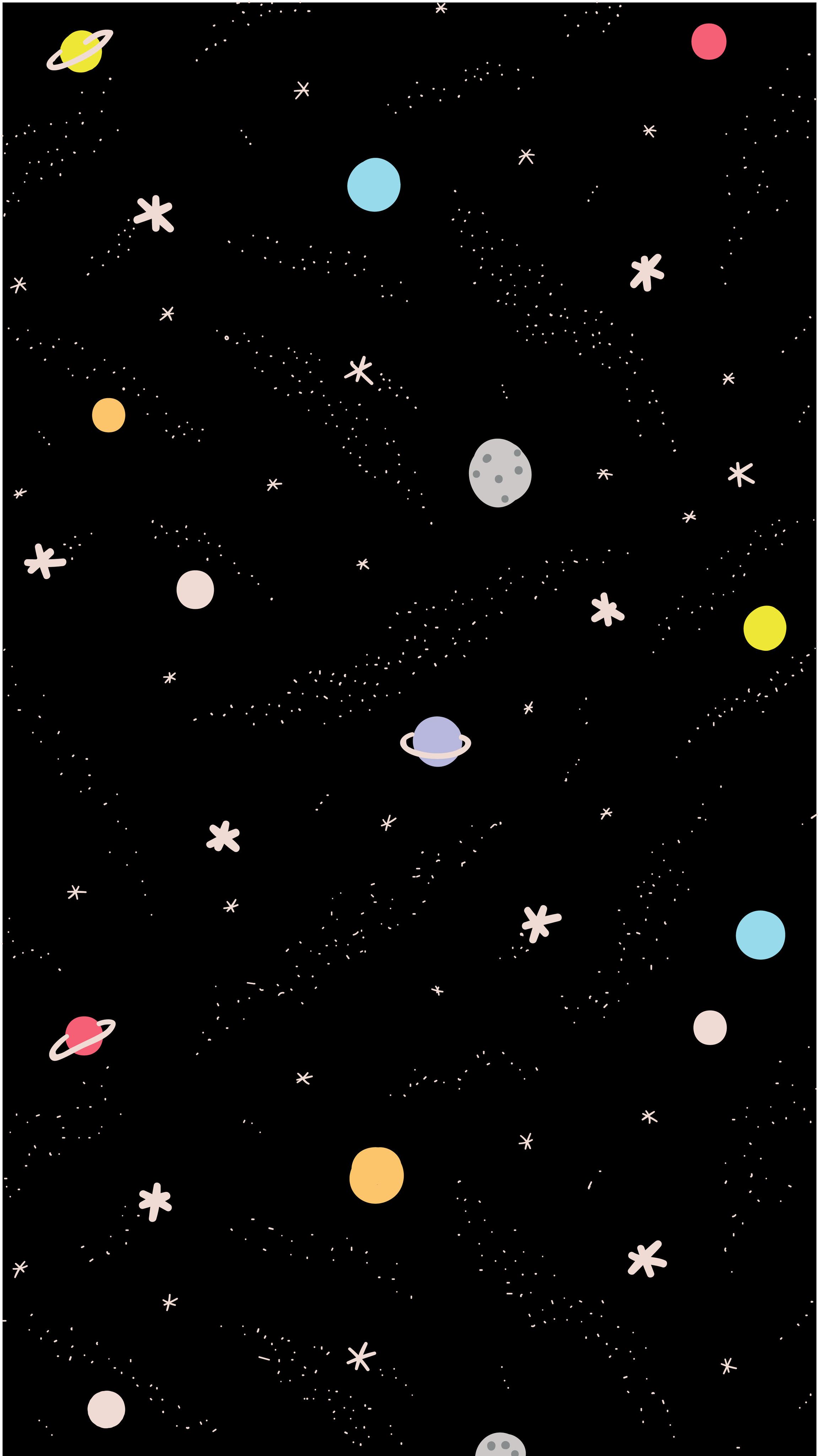 Hình nền vẽ không gian dễ thương bởi họa sỹ nhí 3 cho iphone hay galaxy
